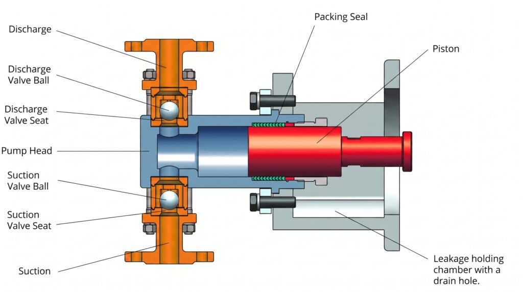 WRS Motor Driven Piston Pump Head Diagram